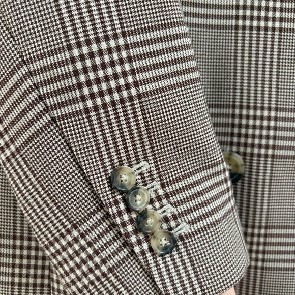 NWOT Wilfred Taupe Plaid Double-Breasted Blazer - Picture 8 of 11